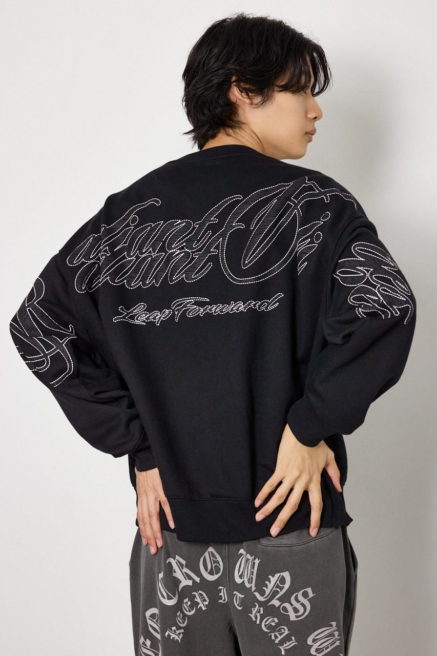 【UNISEX】leather look pt スウェットトップス BLK FREE