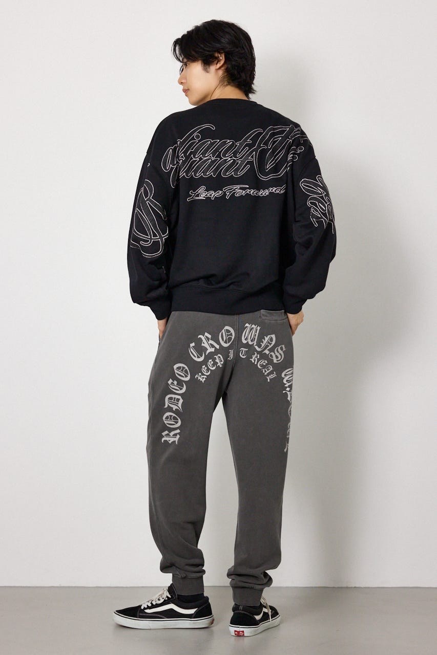 【UNISEX】leather look pt スウェットトップス BLK FREE
