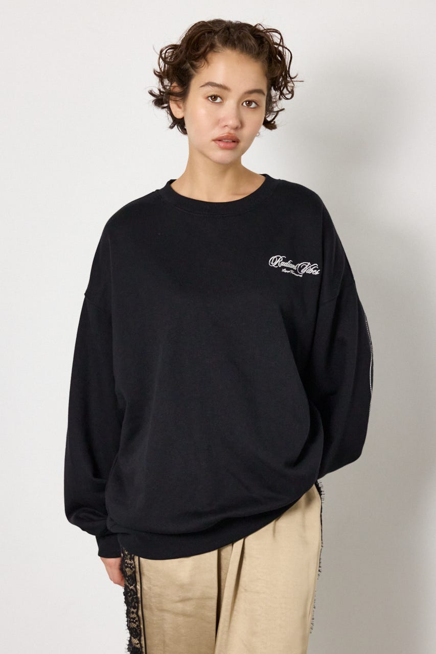 【UNISEX】leather look pt スウェットトップス BLK FREE