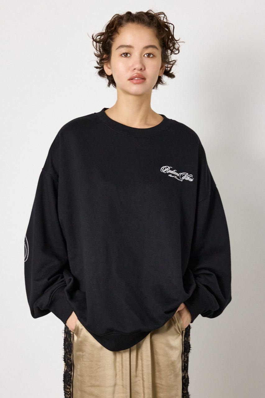 【UNISEX】leather look pt スウェットトップス BLK FREE