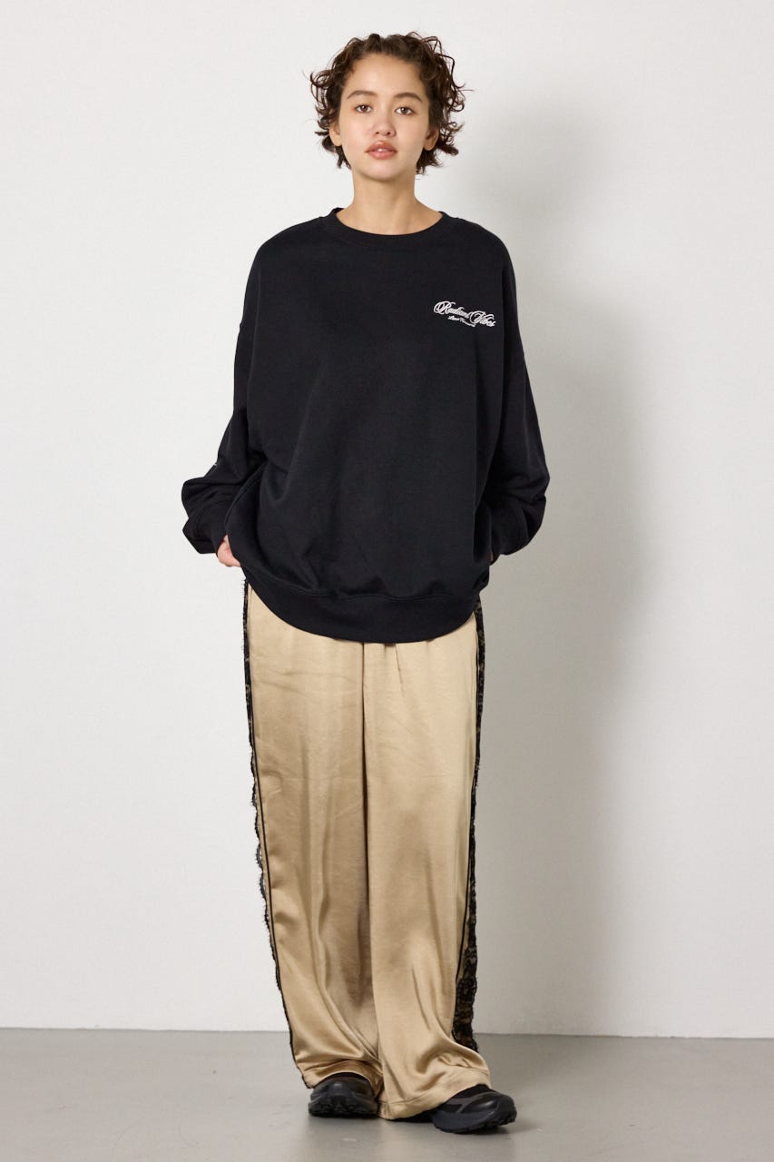 【UNISEX】leather look pt スウェットトップス BLK FREE