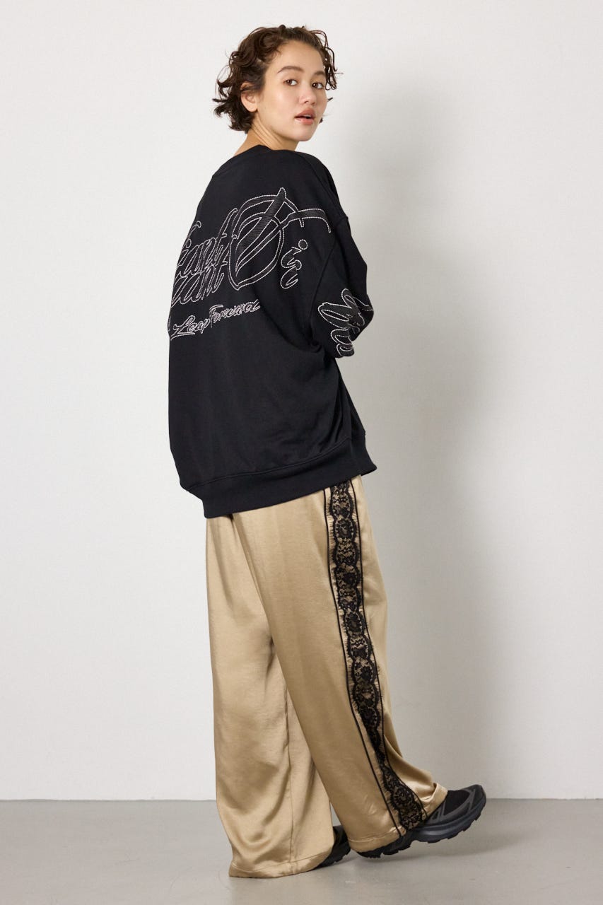 【UNISEX】leather look pt スウェットトップス BLK FREE