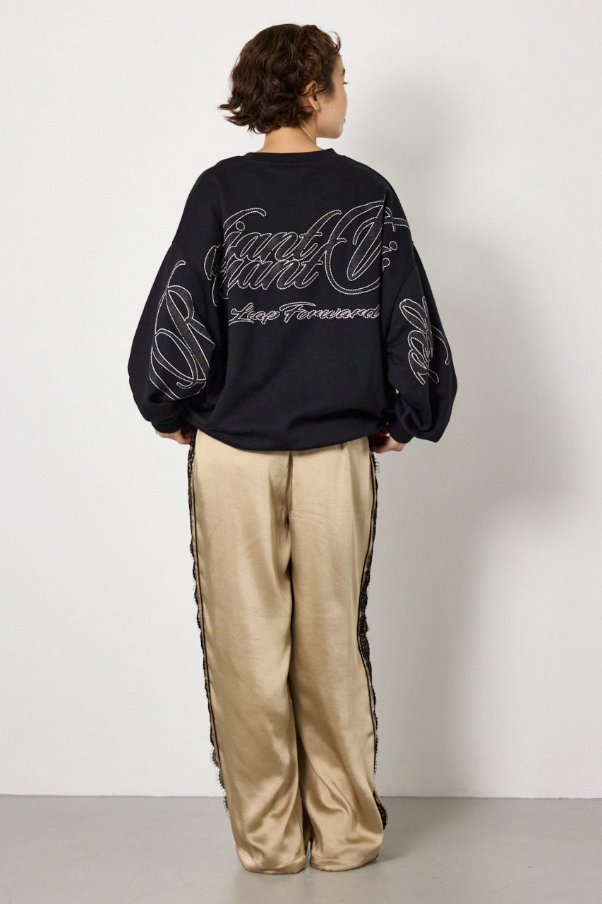 【UNISEX】leather look pt スウェットトップス BLK FREE