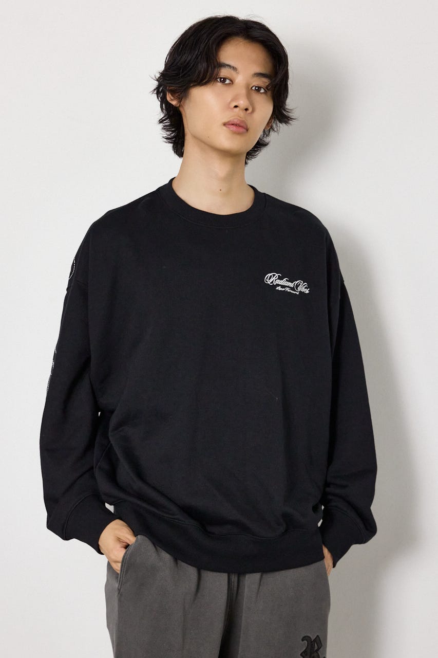 【UNISEX】leather look pt スウェットトップス BLK FREE