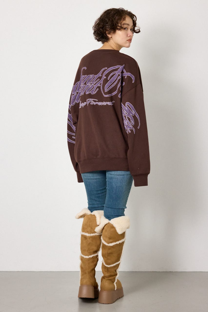 【UNISEX】leather look pt スウェットトップス BRN FREE