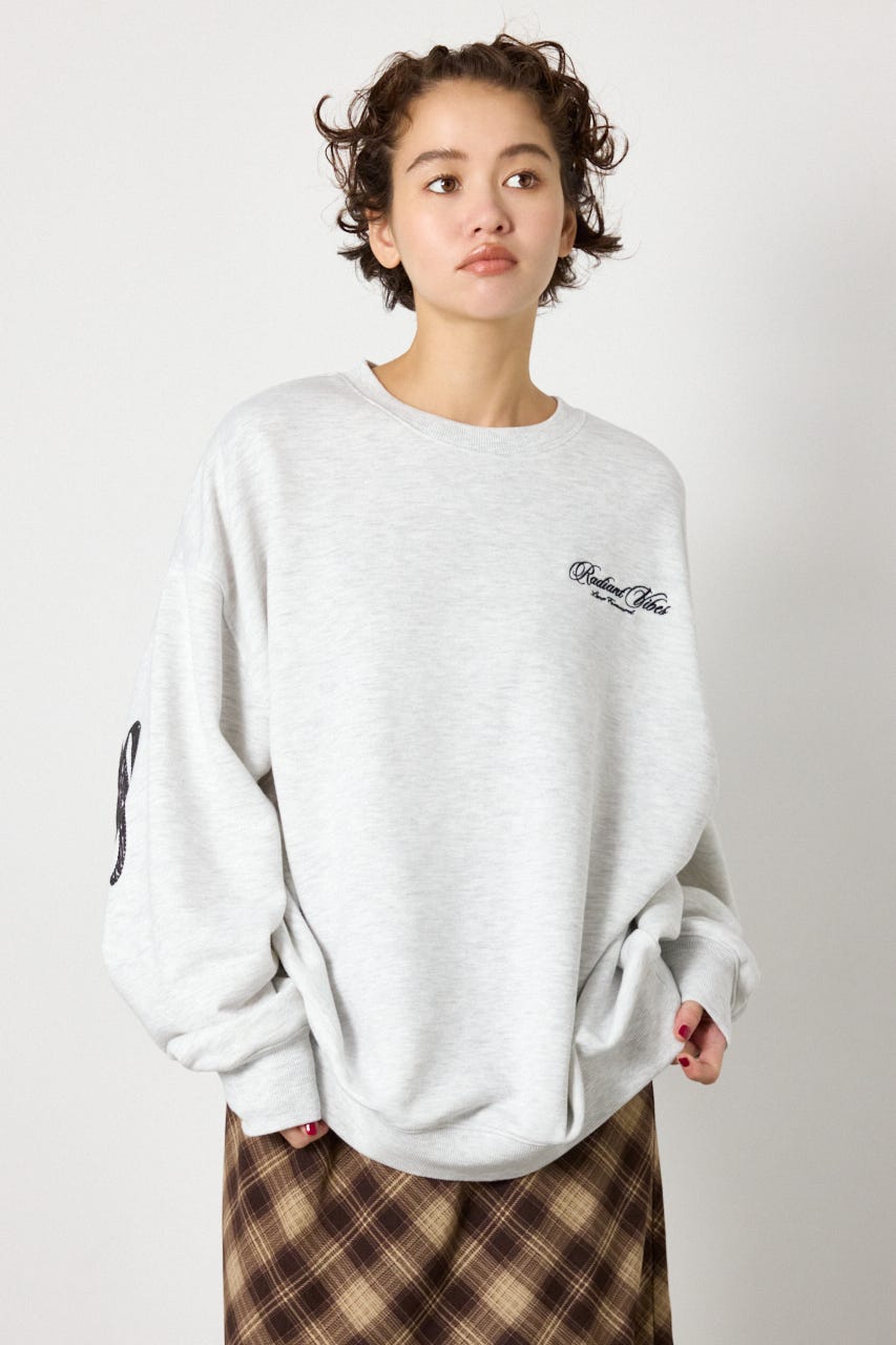 【UNISEX】leather look pt スウェットトップス L/T.GRY FREE