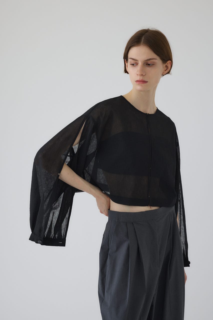 【RESTOCK PRE ORDER】Open sleeve sheer SH BLK FREE