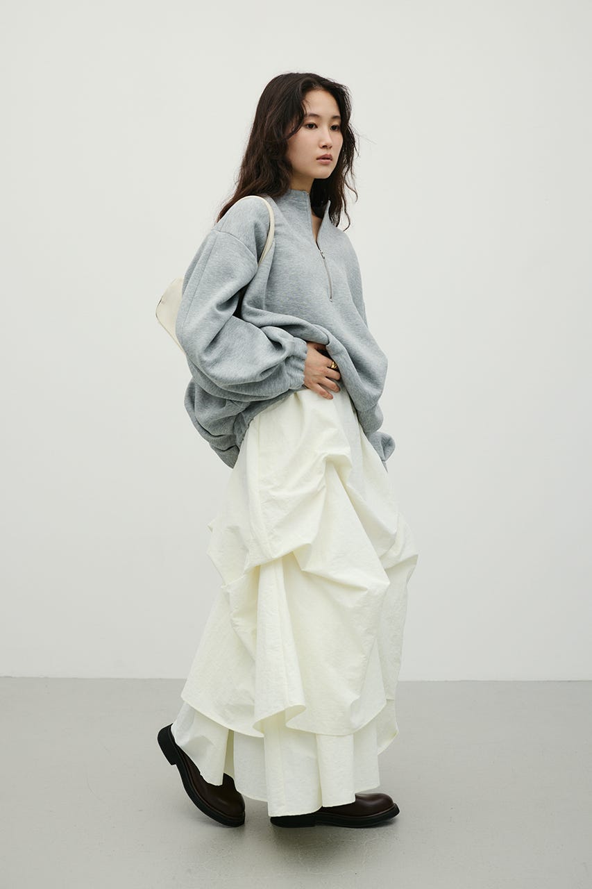 ランダムタックフレアスカート WHT S