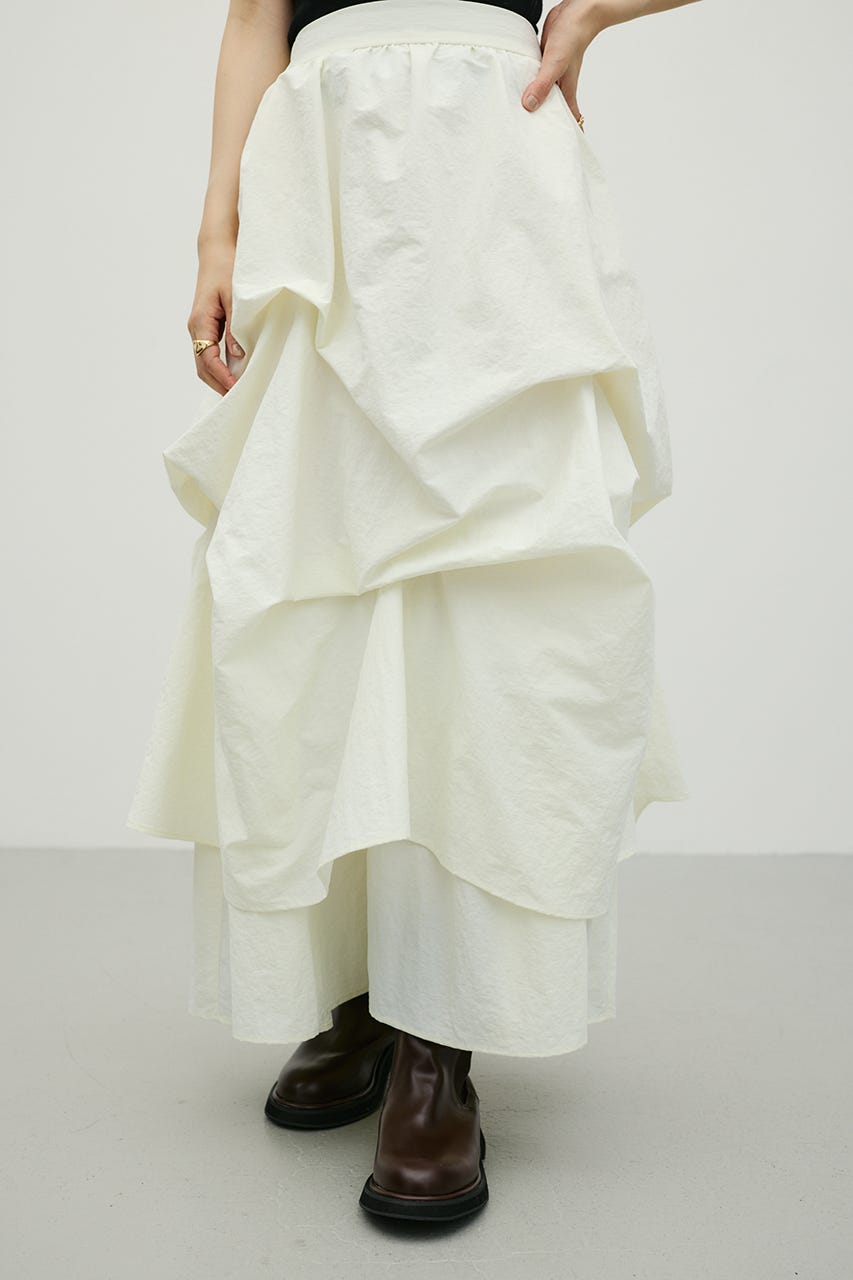 ランダムタックフレアスカート WHT S