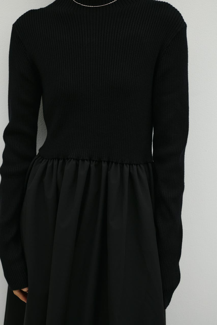 ハイネックコンビネーションワンピース BLK S