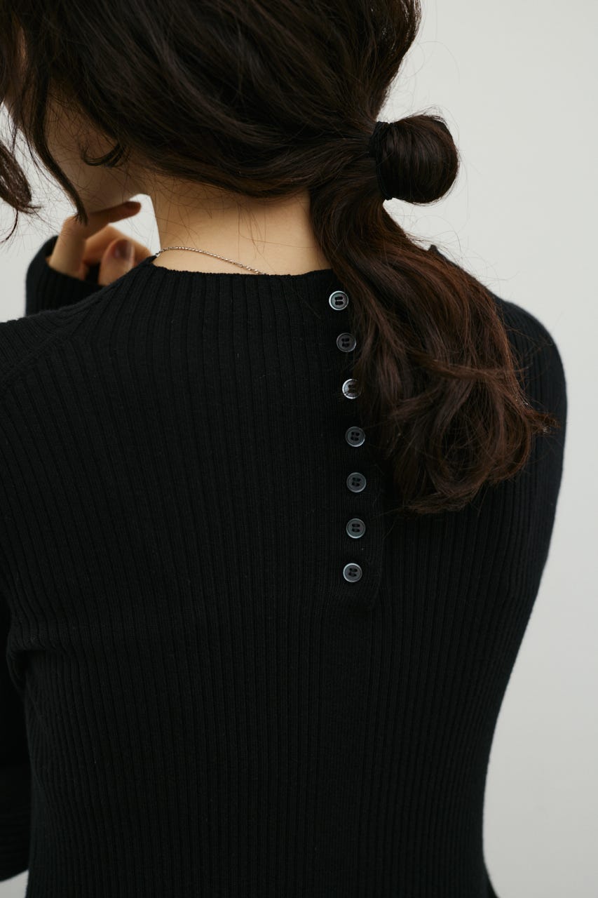 ハイネックコンビネーションワンピース BLK S