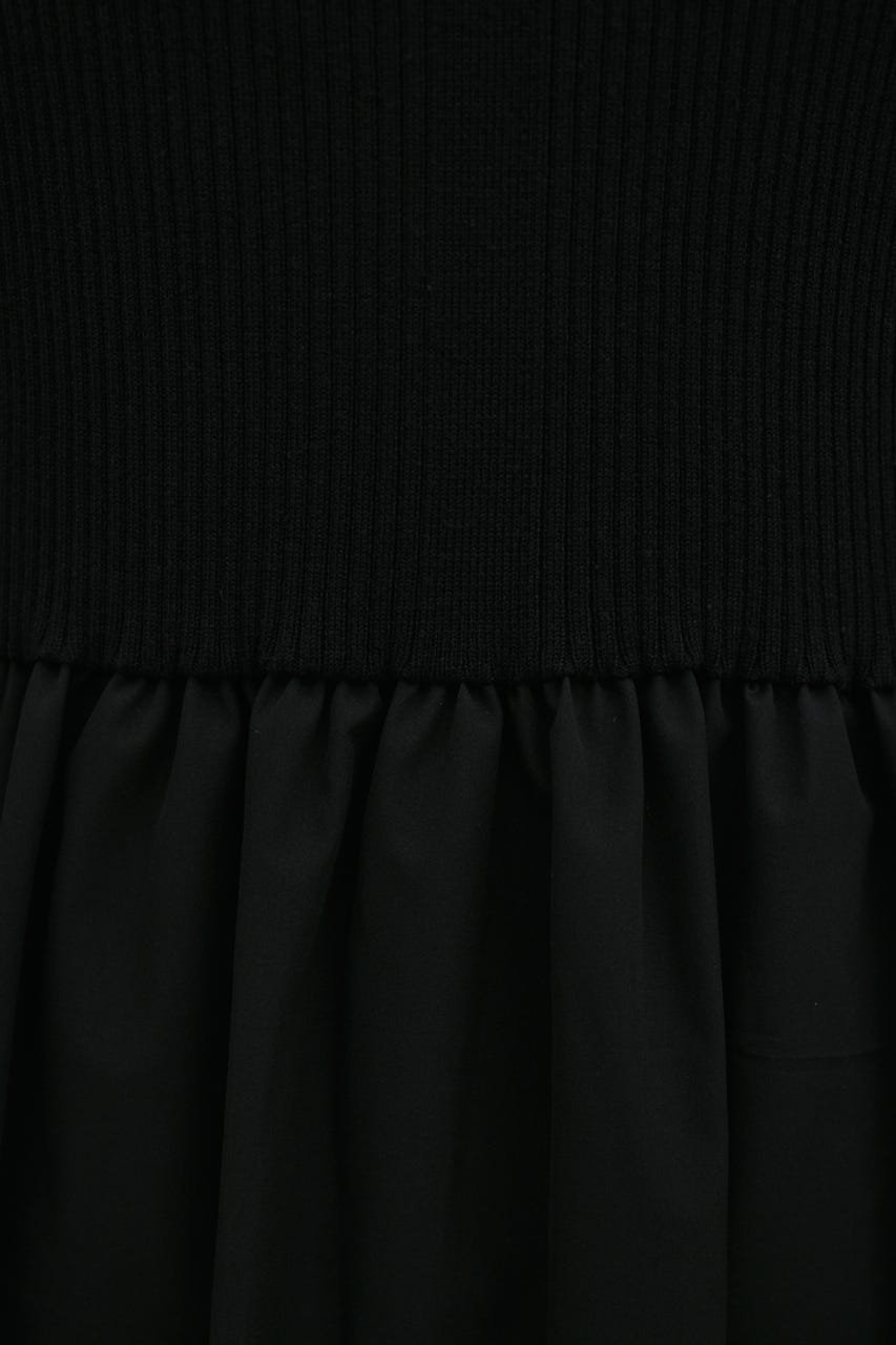 ハイネックコンビネーションワンピース BLK S