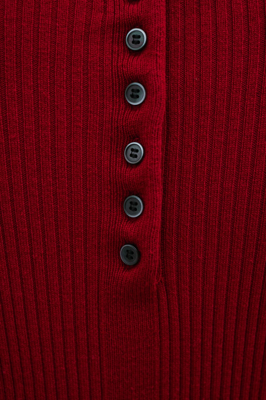 ハイネックコンビネーションワンピース RED S
