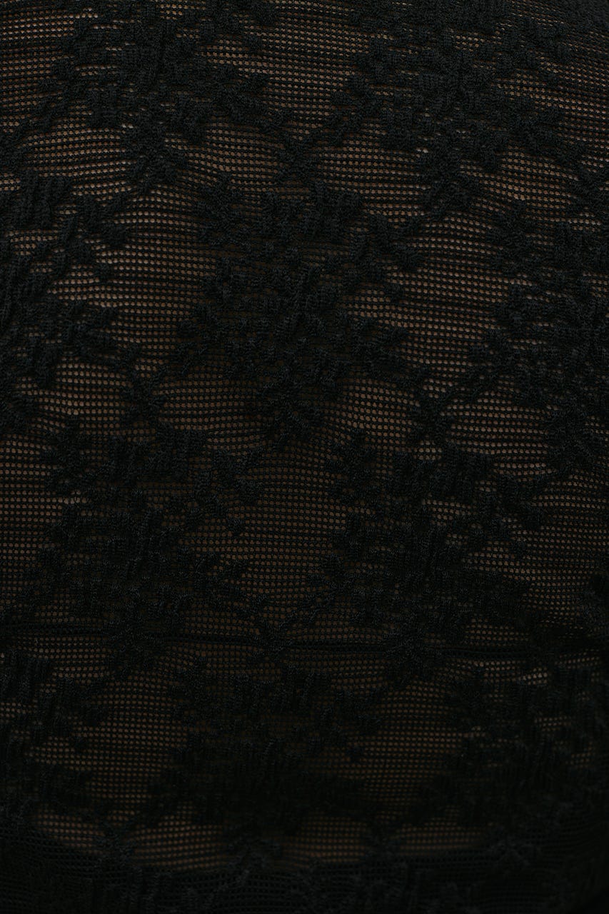 ジャガードレースカットトップ BLK FREE