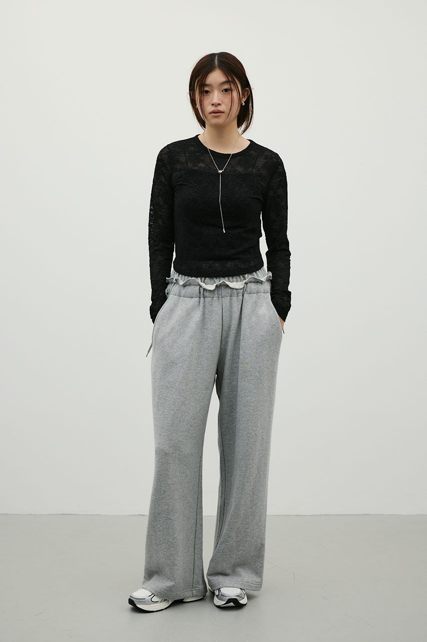 ジャガードレースカットトップ BLK FREE