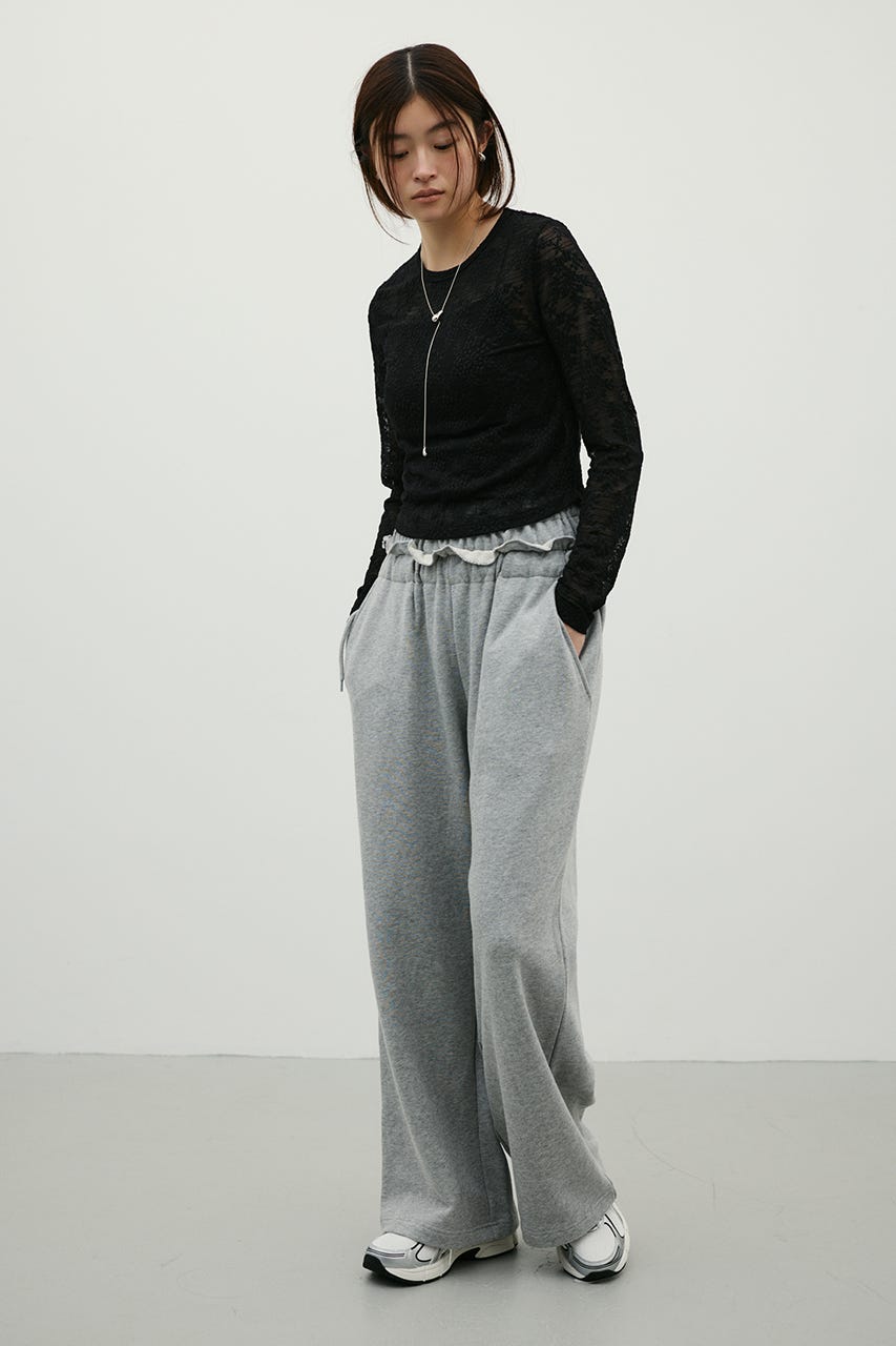 ジャガードレースカットトップ BLK FREE