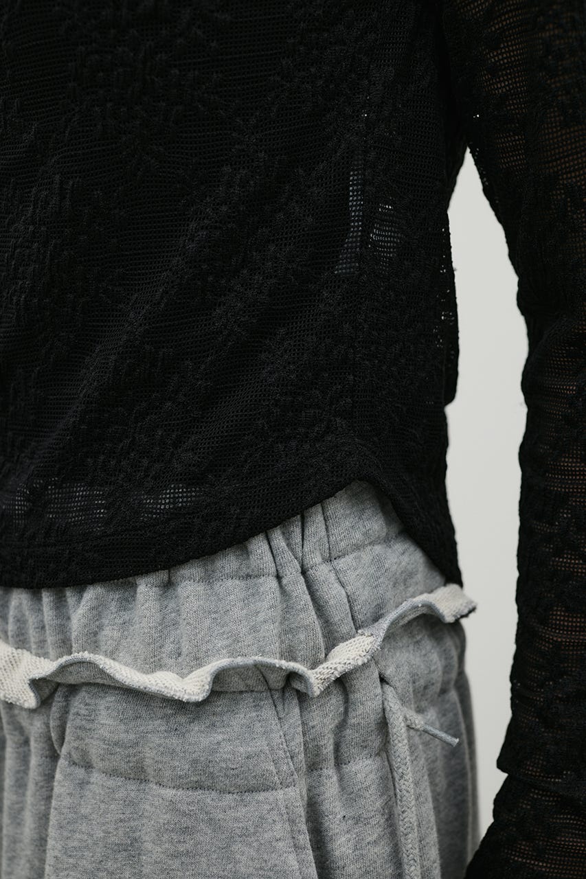 ジャガードレースカットトップ BLK FREE