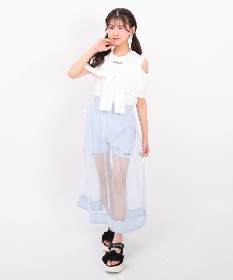 ネコポス】一部対応可 PINKHUNT チュールスカート付きショートパンツ