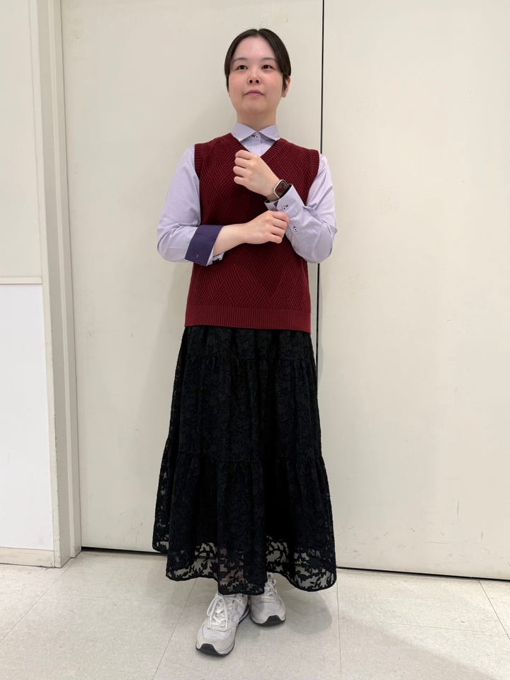 ニット アンチピリング Vネック ベスト レディース(M ボルドー): 東京