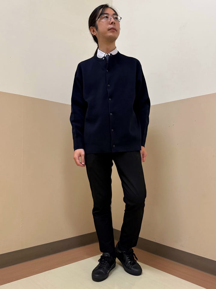 ニット スナップボタン カーディガン メンズ(M ネイビー): 東京シャツ