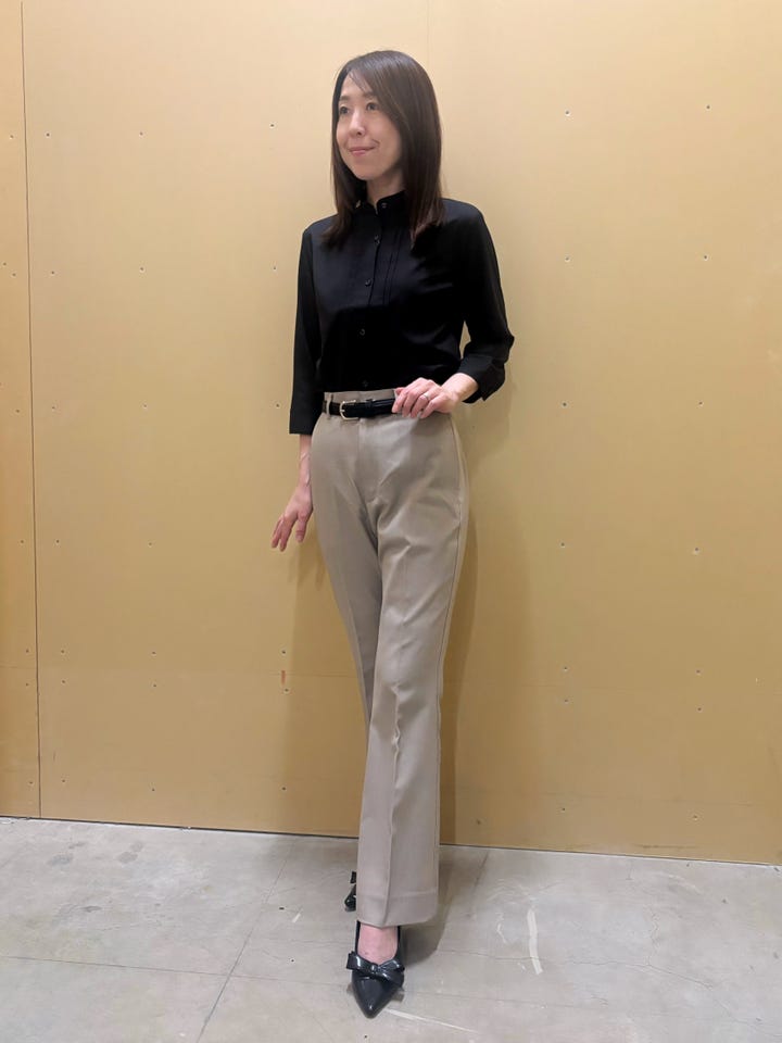 吸水速乾】【COFREX】 スタンド タック ブラウス 七分袖 レディース