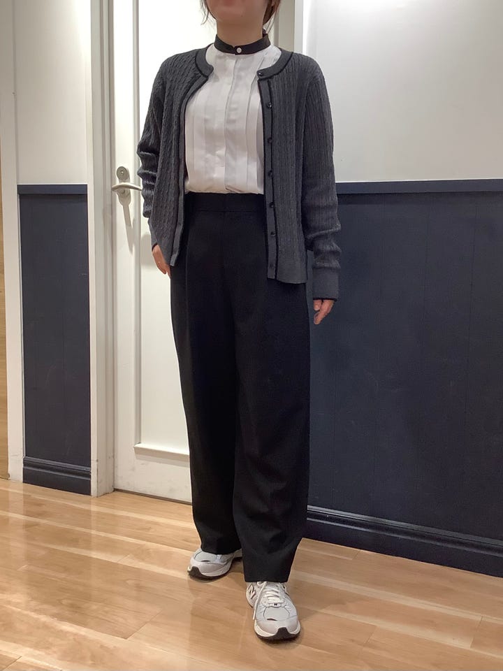 COFREX】 スタンド配色 長袖 レディースデザインシャツ(S グレー