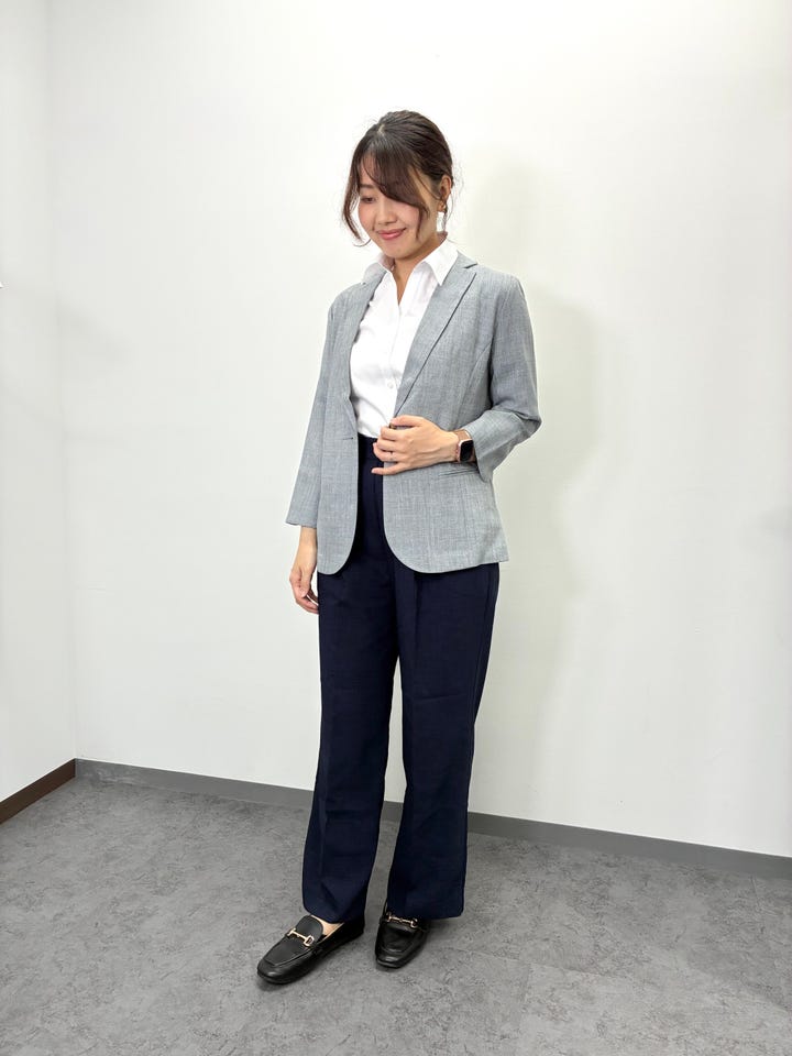 アウター 麻調ジャケット 七分袖 レディース(M グレー): 東京シャツ