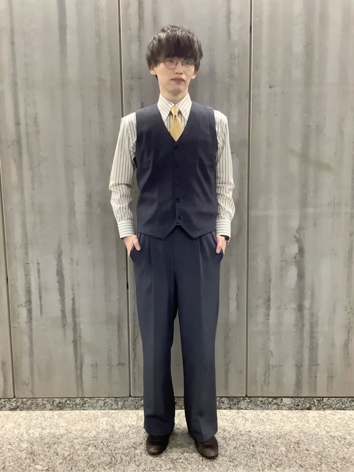 【ネイビー】ニット 前身カットソー ツイル ジレ メンズ BM05J501DP50V00-20 ニット 前身カットソー ツイル ジレ メンズ(M ネイビー): 東京シャツ