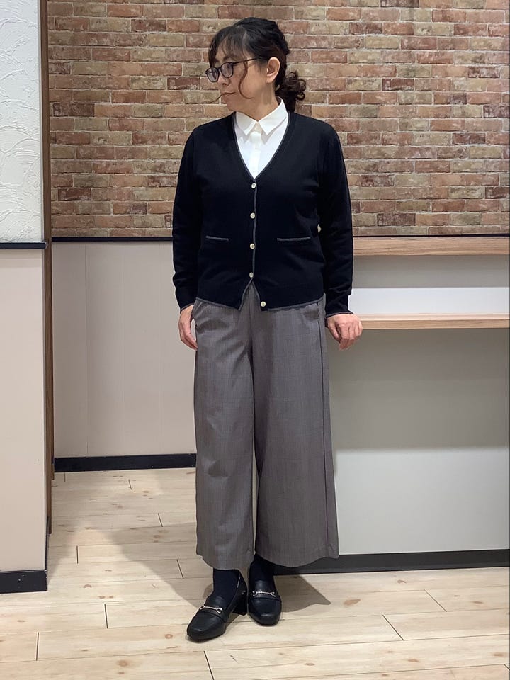 ニット アンチピリング 配色 Vネック カーディガン レディース(M