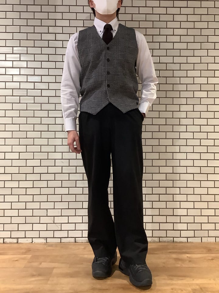 ニット 前身カットソー チェック柄 ジレ メンズ(M ブラウン): 東京