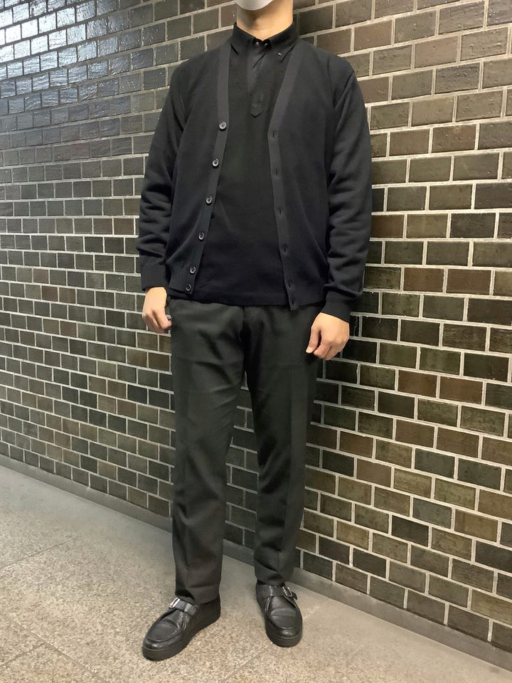 前身カノコ ニットカーディガン メンズ(M ブラック): 東京シャツ公式