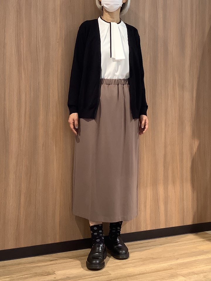 ストレッチジョーゼット 2WAY 配色ボウタイ ブラウス 長袖 レディース