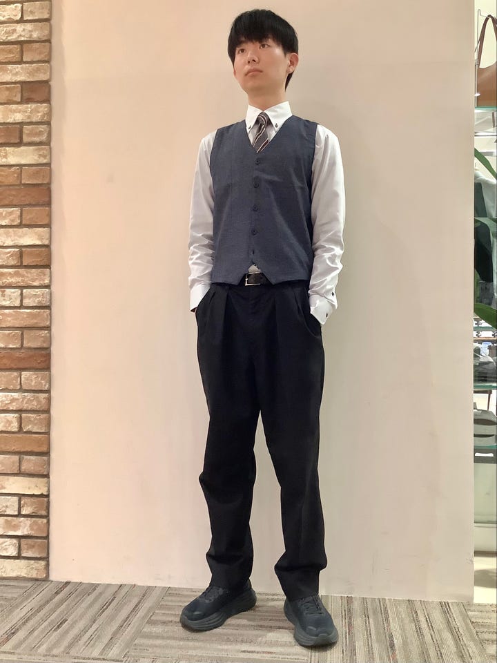 ニット 前身カットソー ツイル ジレ メンズ(M ネイビー): 東京シャツ