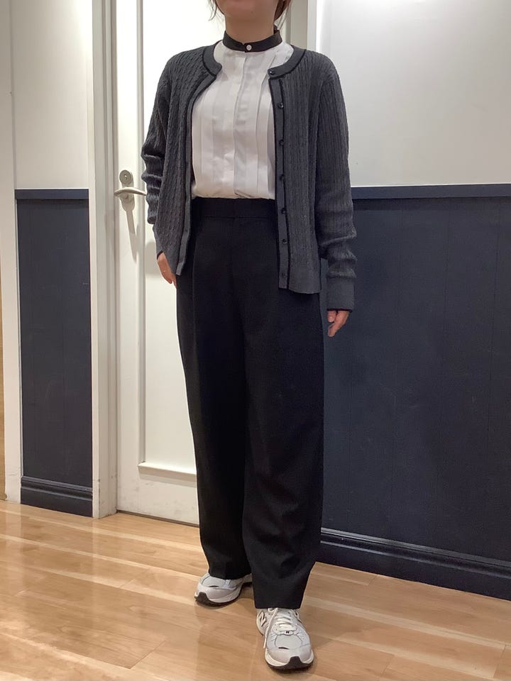 COFREX】 スタンド配色 長袖 レディースデザインシャツ(S グレー