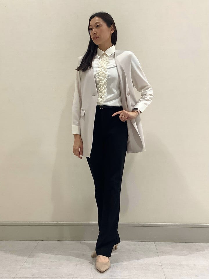 ロングジレ ダブルクロス素材 セットアップ可能 レディース(M アイス