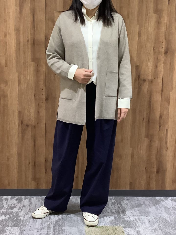 アウター ノーカラー コーディガン レディース(M ベージュ): 東京