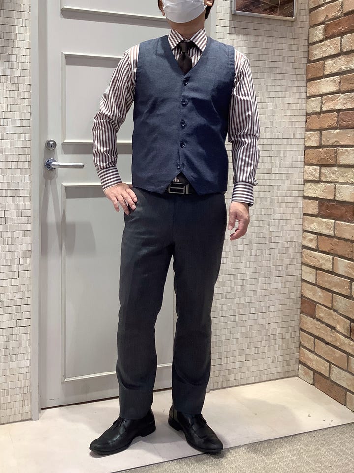 ニット 前身カットソー ツイル ジレ メンズ(M ネイビー): 東京シャツ