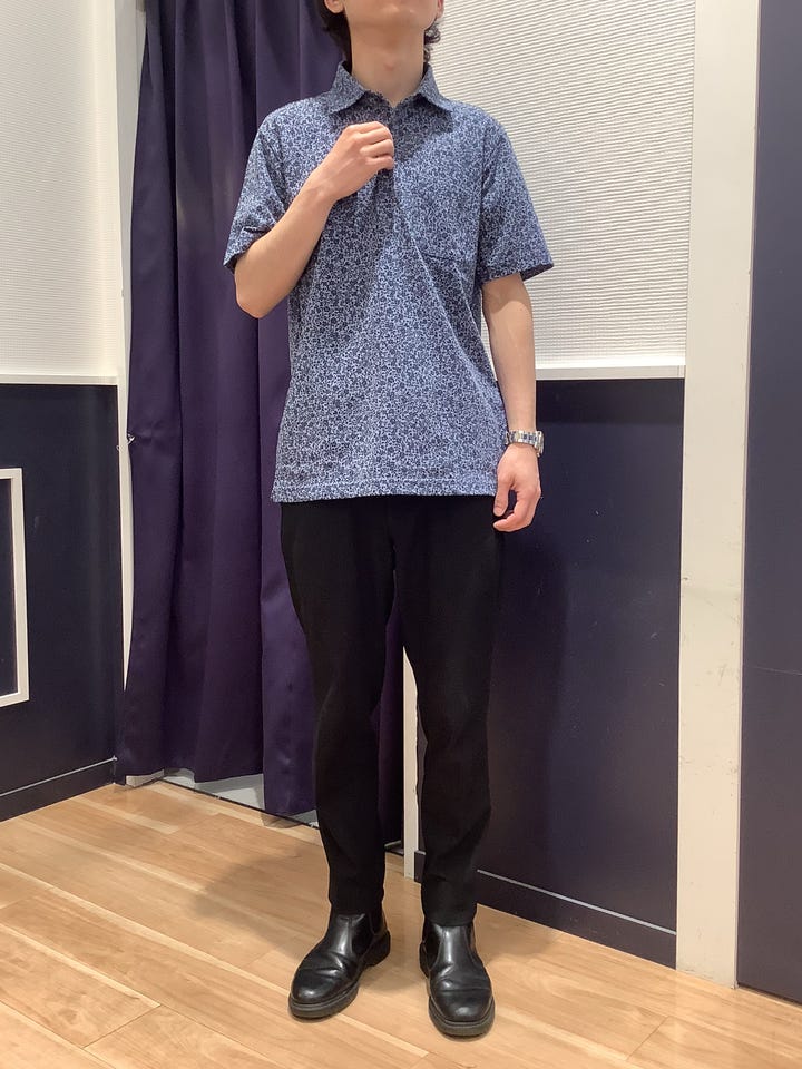 フラワー 総柄プリント ポロシャツ 半袖 メンズ(M ネイビー): 東京