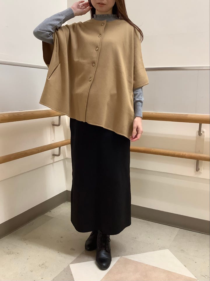 アウター ワイドシルエット ポンチョ レディース(M キャメル): 東京