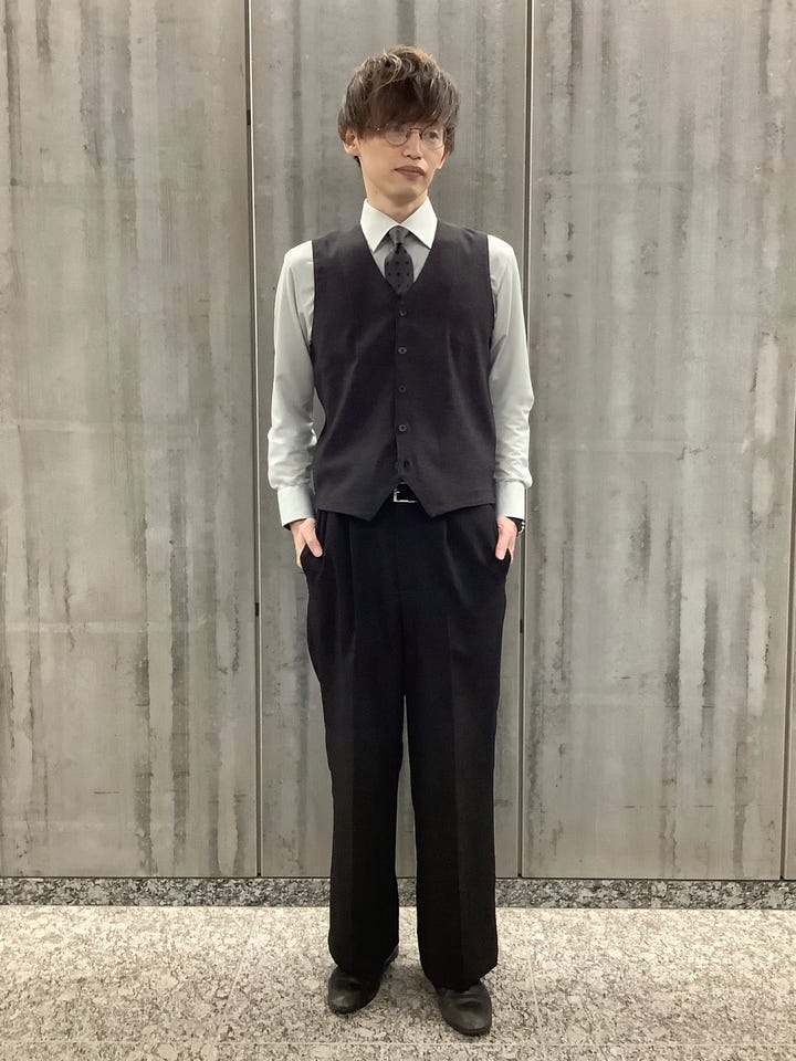 ニット 前身カットソー デニムライク ジレ メンズ(M チャコール): 東京