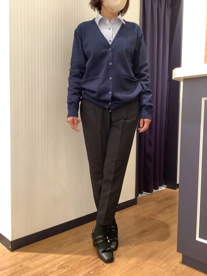 ニット Vネック ミドル カーディガン レディース(M ネイビー): 東京