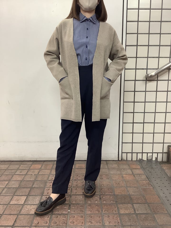 アウター ノーカラー コーディガン レディース(M ベージュ): 東京