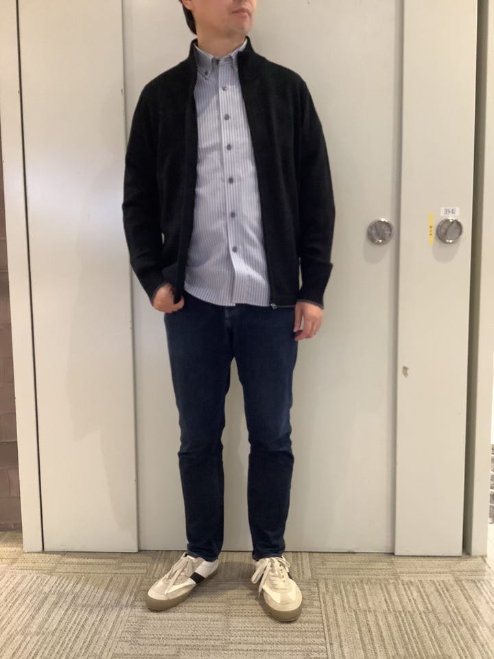 ニット スタンド フルZIP カーディガン メンズ(M ネイビー): 東京