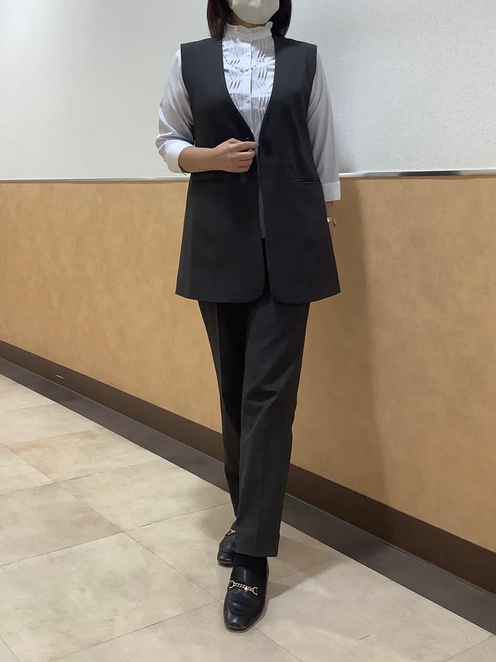 ロングジレ ダブルクロス素材 セットアップ可能 レディース(M ブラック
