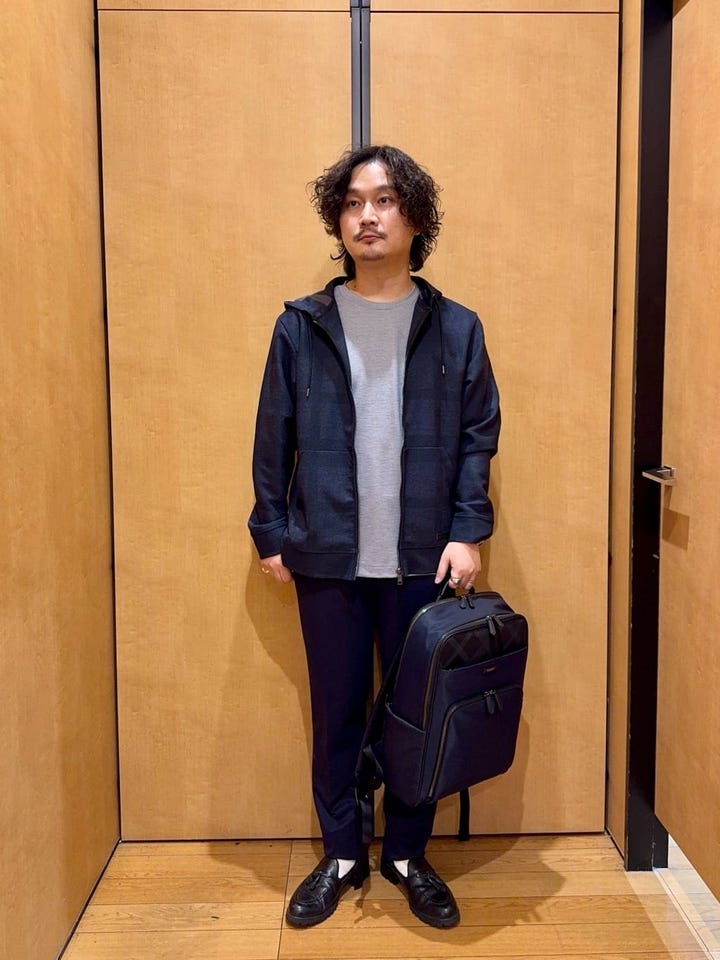 シャドーチェックカラミパーカー（カットソー）｜BLACK LABEL