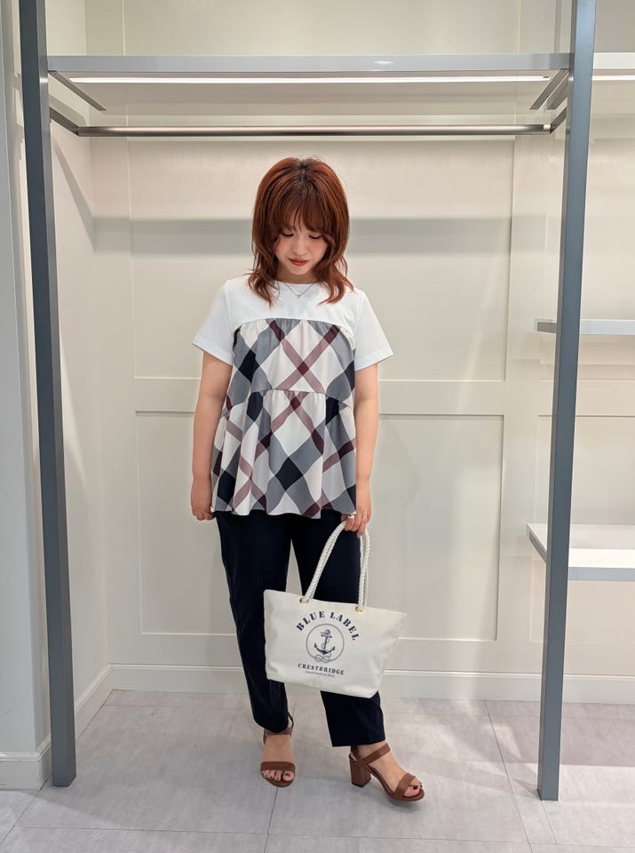 MIYANOのクレストブリッジチェックティアードコンビTシャツの投稿｜夏