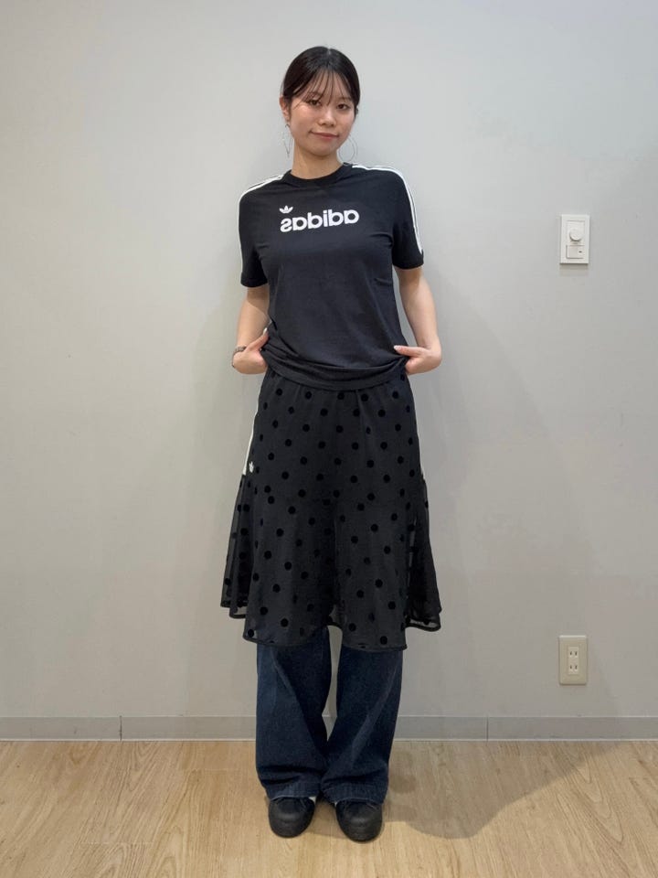 レディース シアー 水玉模様スカート ブラック ｜すべての商品