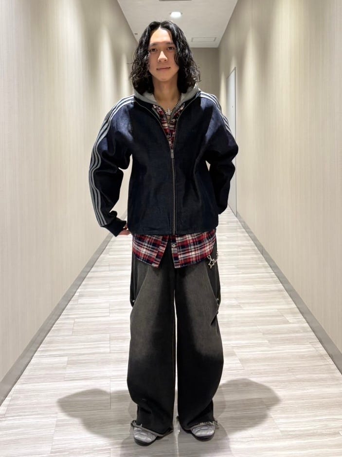 ユニセックス アディカラー ファイヤーバード デニム トラックトップ