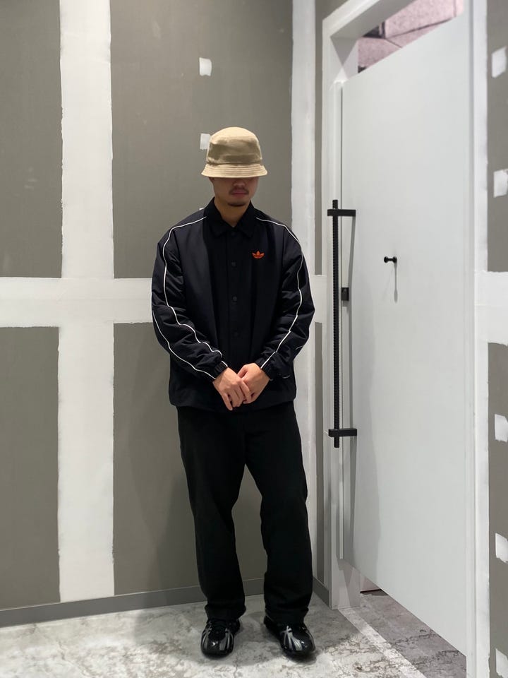 ADIDAS ORIGINALS コーチジャケット ブラック×アイボリー ｜すべての
