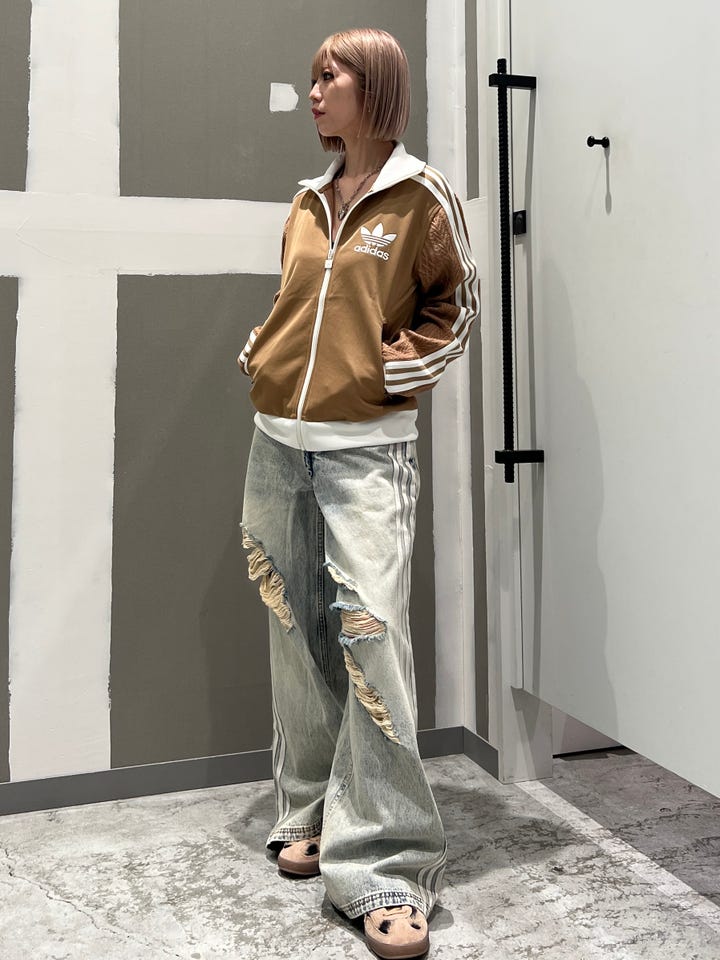 レディース ADIDAS ORIGINALS ルーズデニム ディストレスト パンツ